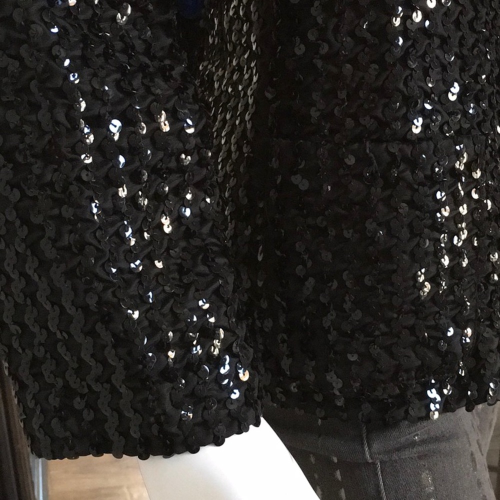 Black Sequined Open Front Jacket - image 3